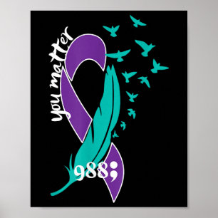 Póster Te quiero 988 Conciencia de Prevención del Suicidi
