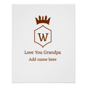 Póster Te quiero abuelo corona agregar nombre detalles ma