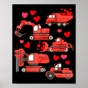 Póster Te quiero camiones de construcción Día de San Vale