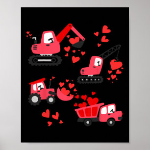 Póster Te quiero camiones de construcción Día de San Vale