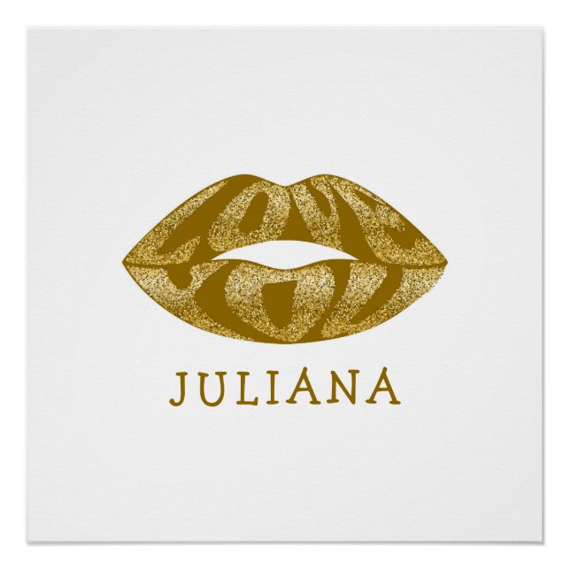 Póster Te quiero con letras purpurinas dentro de los labi (Anverso)