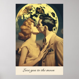 Póster Te quiero hasta la luna, cartel de viaje personali