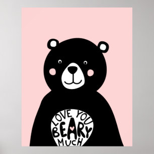 Póster Te quiero mucho chicas oso escandinavas habitación