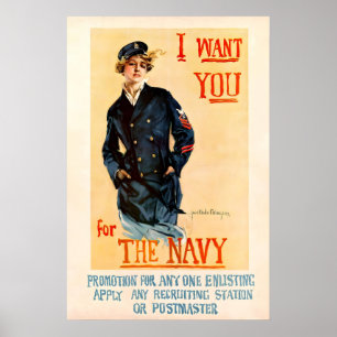 Póster Te quiero para la Marina 1917 WW1 POSTER IMPRESO