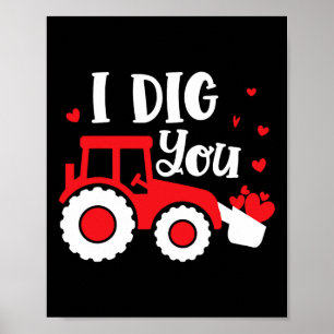 Póster Te Quiero Tractor Construcción Corazón Amoroso Val