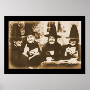 Póster Té Tea Fiesta de Brujas - sepia
