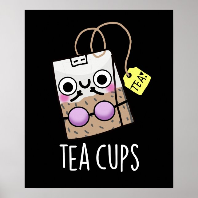 Póster Tea Cups Funny Bra Puns Dark BG (Frente)