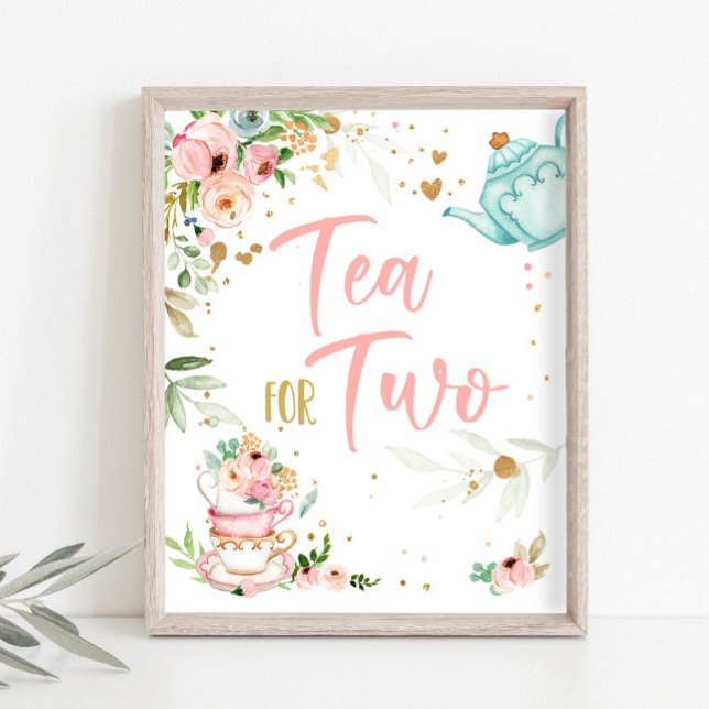 Póster Tea for Two Tea Party Girl 2nd Second Birthday (Subido por el creador)