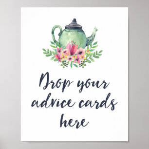 Póster Tea Party Advice Cards Baby Bridal Shower