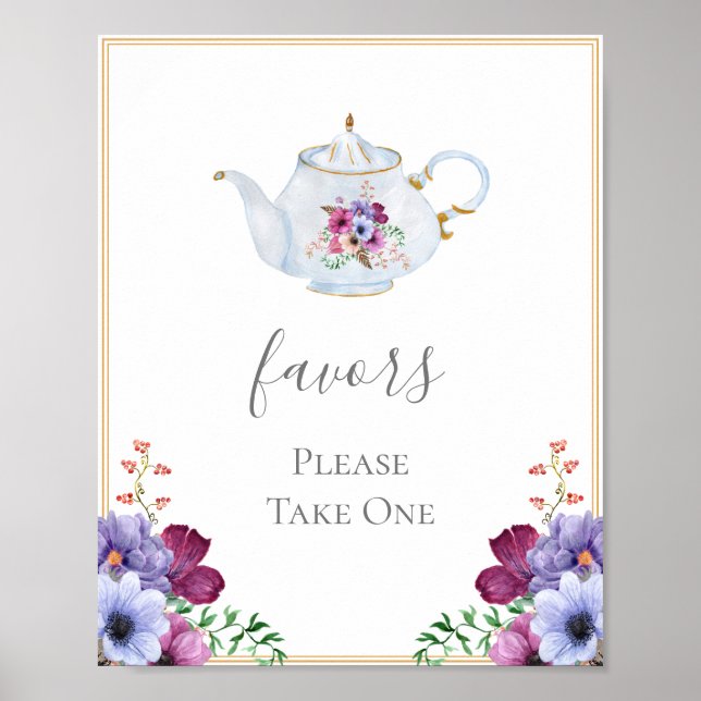 Póster Tea Party favorece la ducha de novia (Frente)