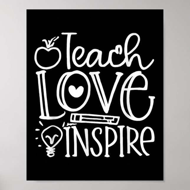 Póster Teach Love Inse Retro Teacher Kids Back To School  (Frente)