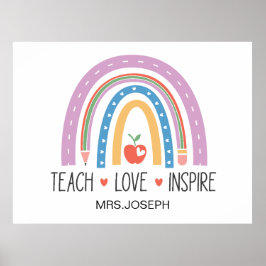Póster Teach Love Inspire Teacher 