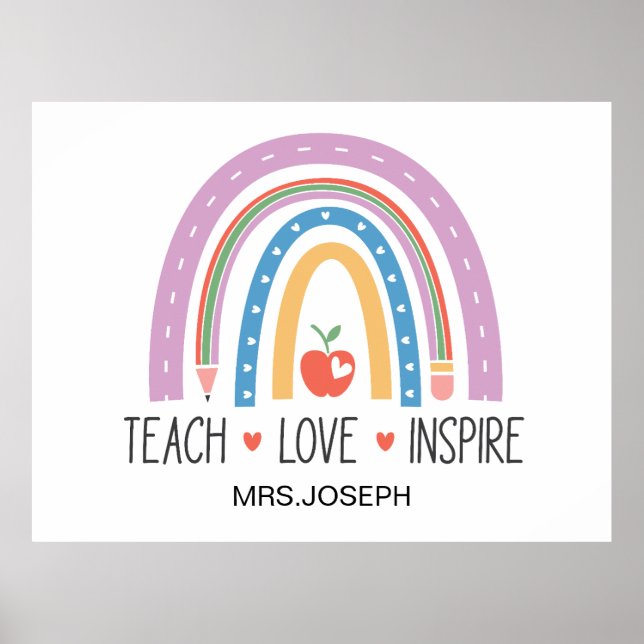 Póster Teach Love Inspire Teacher  (Frente)