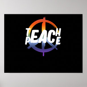 Póster Teach Peace Support Earth World Peace Day Lover