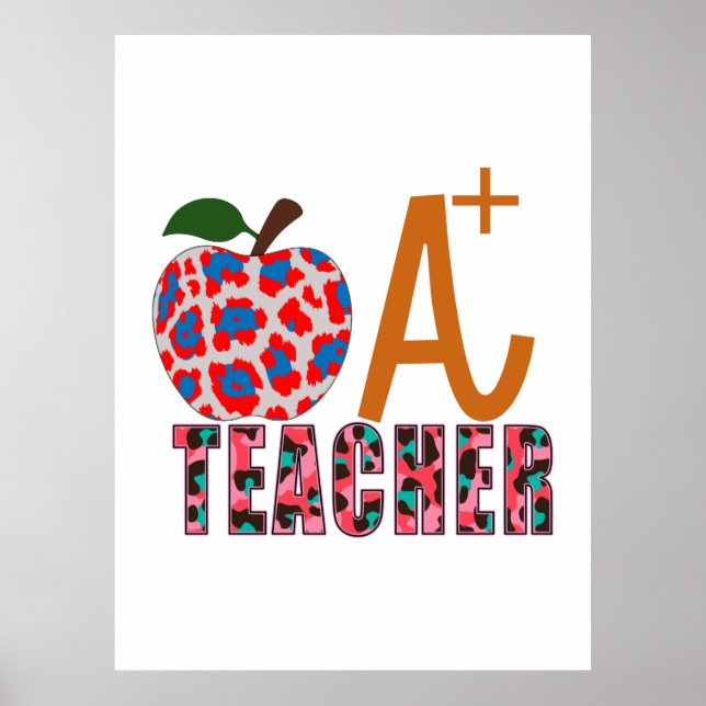 Póster Teacher Art Apple A Plus Teacher (Frente)