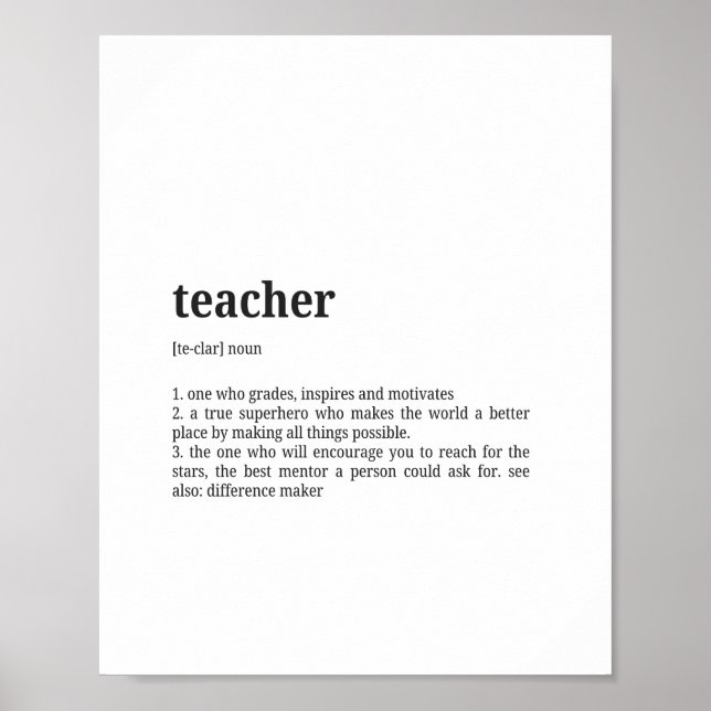Póster Teacher Definition Dictionary Wall Art (Frente)
