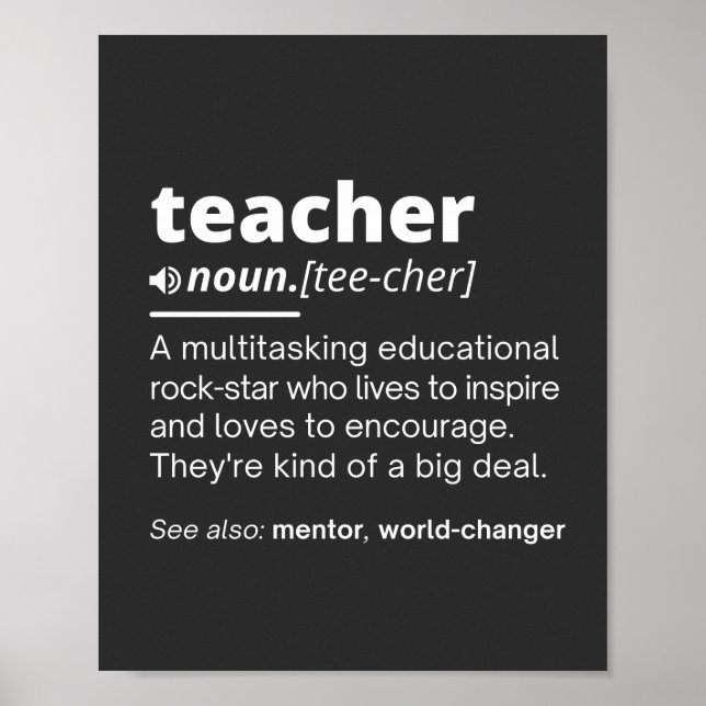Póster Teacher Definition - Funny Teaching School Teacher (Frente)
