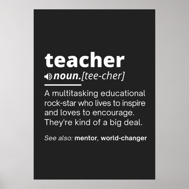 Póster Teacher Definition - Funny Teaching School Teacher (Frente)