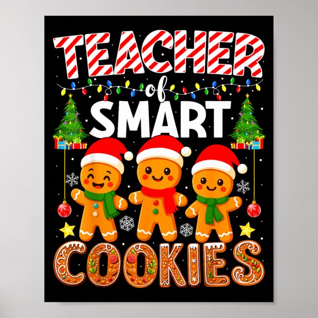 Póster Teacher Of Smart Cookies Funny Gingerbread Teacher (Frente)