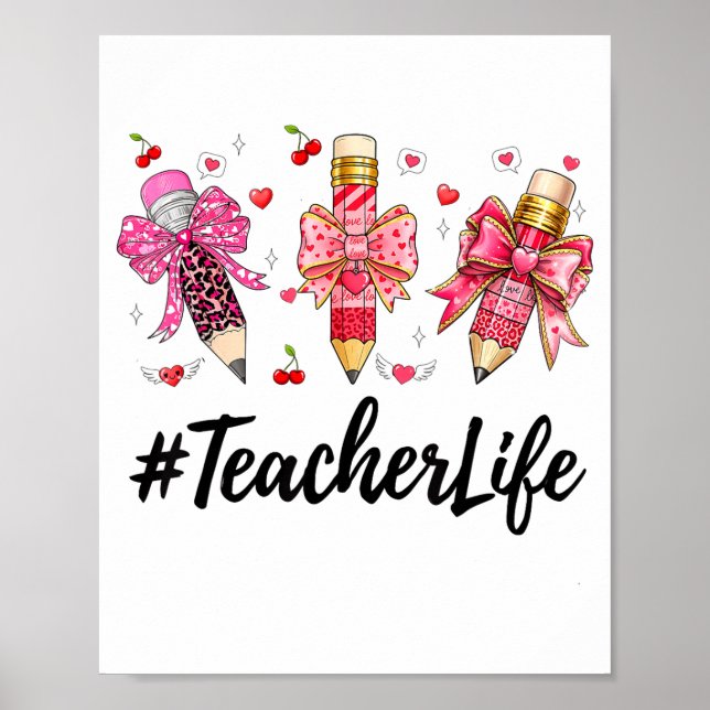 Póster Teacher Valentine Coquette Bow Teacher Valentines  (Frente)
