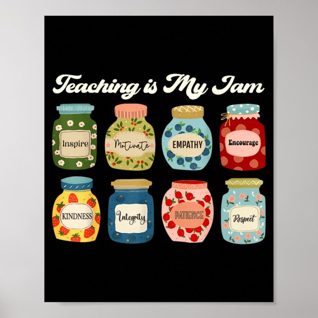 Póster Teaching Is My Jam Teacher Back To School Apprecia (Frente)
