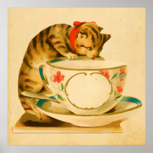 Póster Teacup Cute Vintage