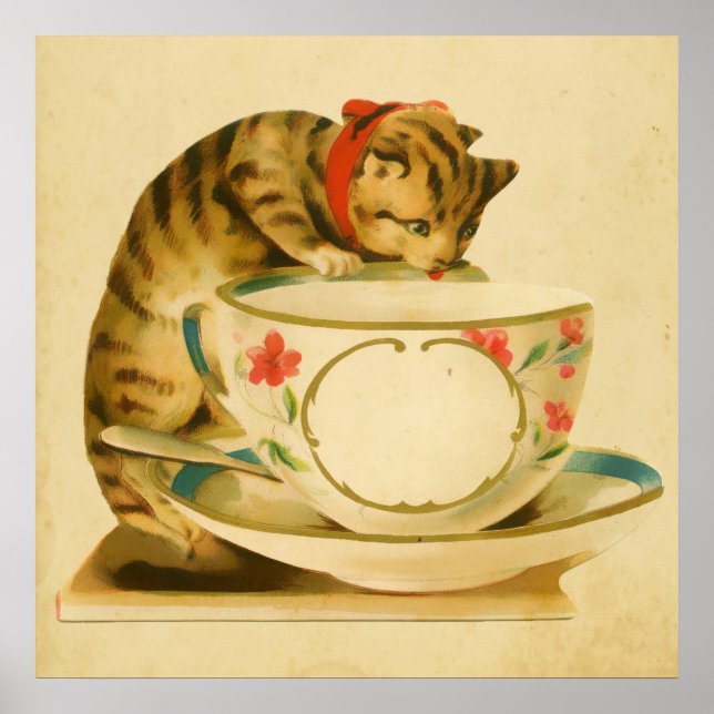Póster Teacup Cute Vintage (Frente)