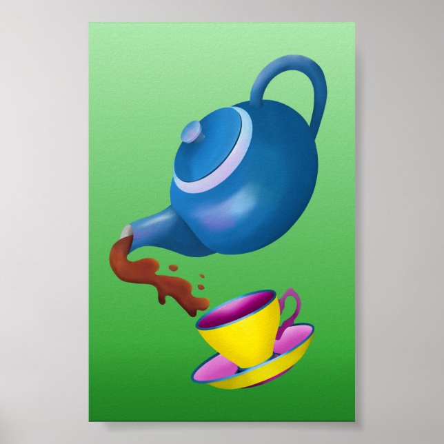 Póster Teacup de tetera y pintura de Ilustracion saudita (Frente)