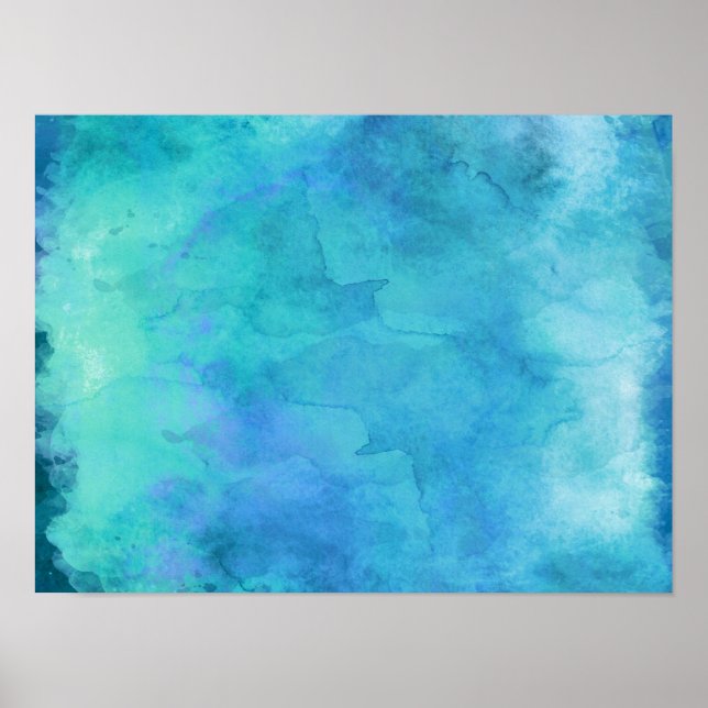 Póster Teal Aqua Blue Teal Watercolor Texture Pattern (Frente)