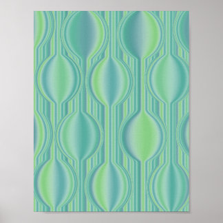 Póster Teal Green Art Deco Geometric Pattern Modern Wall