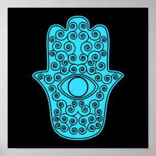 Póster Teal Hamsa-Hand of Miriam-Hand of Fatima.png