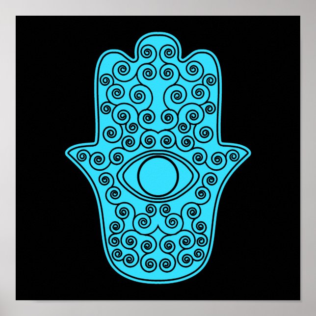 Póster Teal Hamsa-Hand of Miriam-Hand of Fatima.png (Frente)