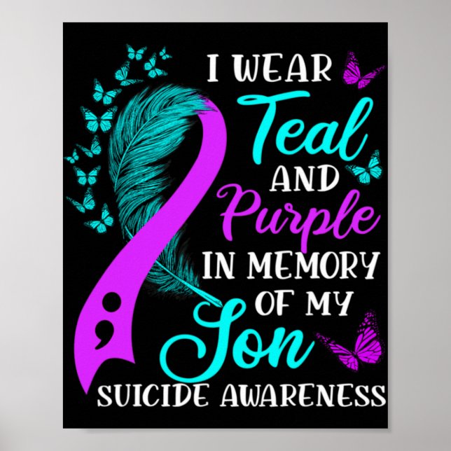 Póster Teal Purple In Memory Of My Son Suicide Awareness  (Frente)