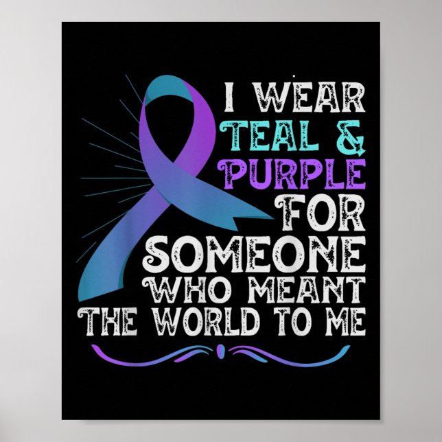 Póster Teal Purple Ribbon For Suicide Prevention Awarenes (Frente)