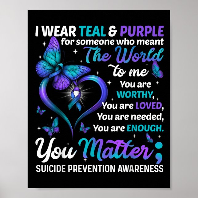 Póster Teal Purple You Suicide Prevention Awareness Month (Frente)