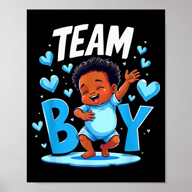 Póster Team Boy Design Gender Reveal New Baby Boy  (Frente)
