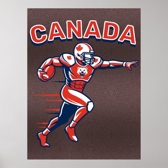 Póster Team Canada Football Dynamic Patriotic Athlete Art (Frente)