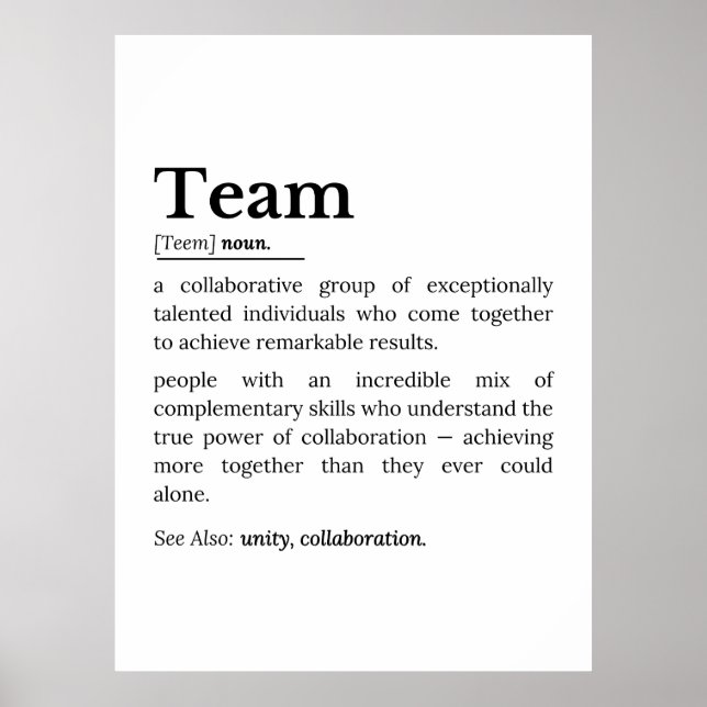Póster Team Definition – The Power of Collaboration  (Frente)