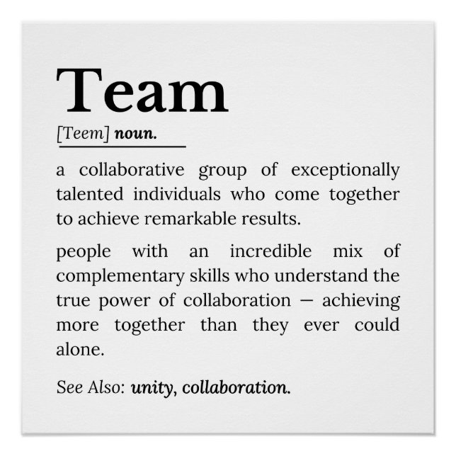 Póster Team Definition – The Power of Collaboration  (Anverso)