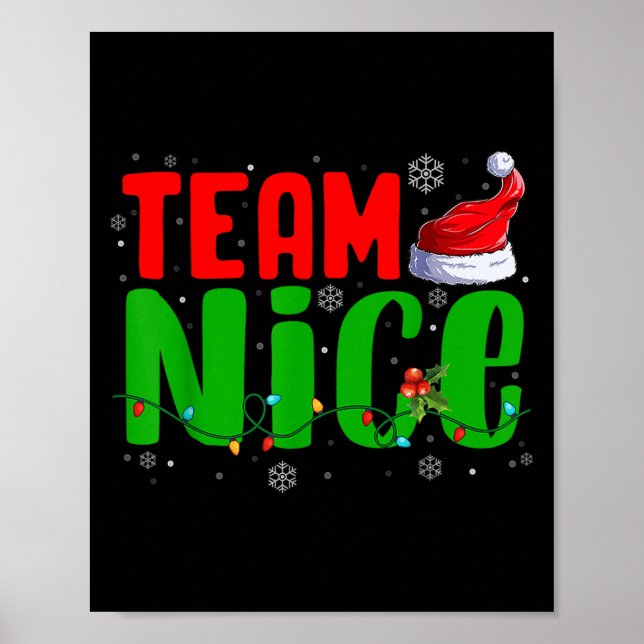 Póster Team Naughty Nice Santa Hat Funny Christmas Matchi (Frente)