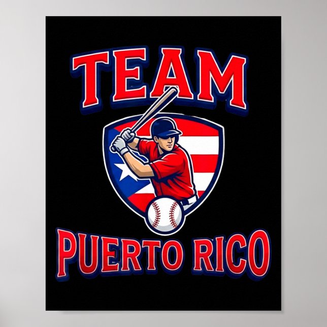 Póster Team Puerto Rico Baseball Flag Patriotic  (Frente)