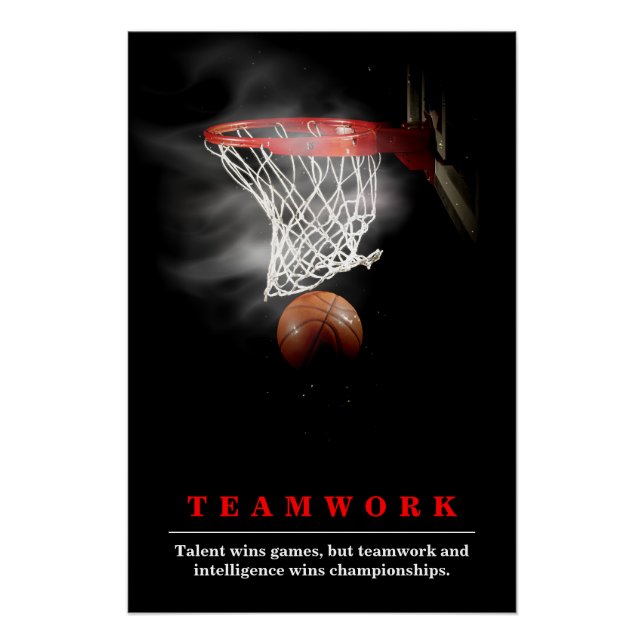 Póster Teamwork Basketball Motivational Inspirational (Anverso)
