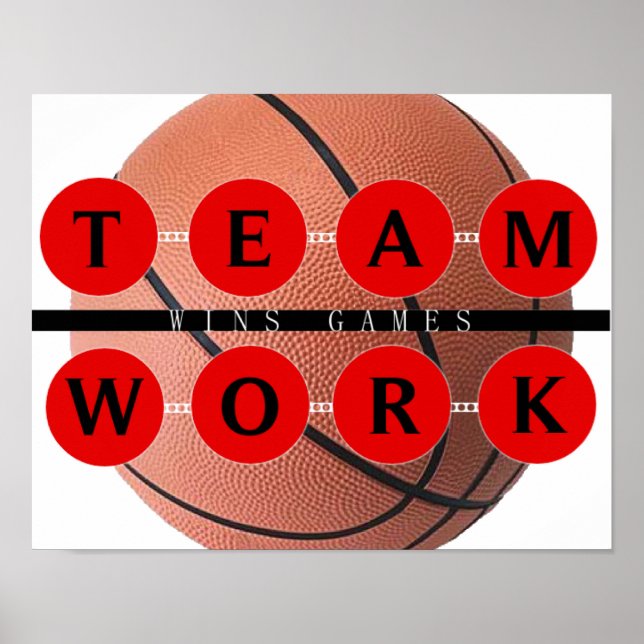 Póster TEAMWORK motivacional gana los Juegos Poster de Ba (Frente)
