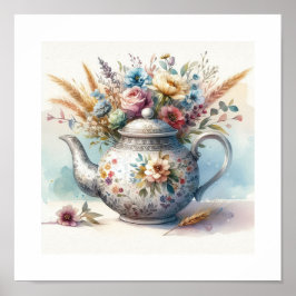Póster Teapot floral 2