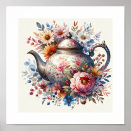 Póster Teapot floral 3