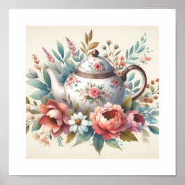 Póster Teapot floral 4