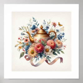 Póster Teapot floral 6