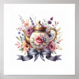 Póster Teapot floral 8