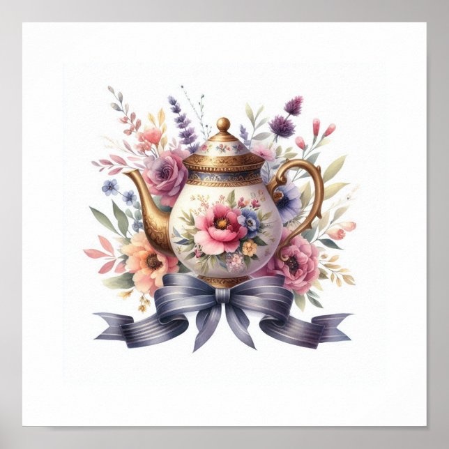 Póster Teapot floral 8 (Frente)