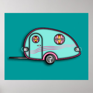 Póster Tear Drop RV Travel Trailer 24 X 39 ARCHIVAL PRINT